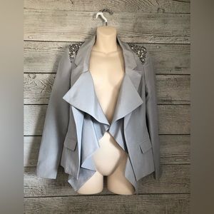 ASOS BLACK Grey Blazer with Pearl Detail Shoulders Size 6